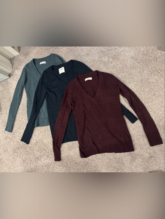 Abercrombie & Fitch Sweaters - Set of 3 Abercrombie & Fitch XS V-Neck Sweaters - Teal, Navy, Burgundy